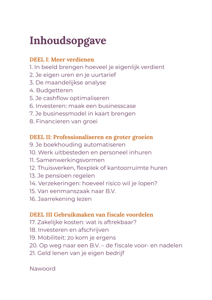 Slimmer ondernemen inhoudsopgave